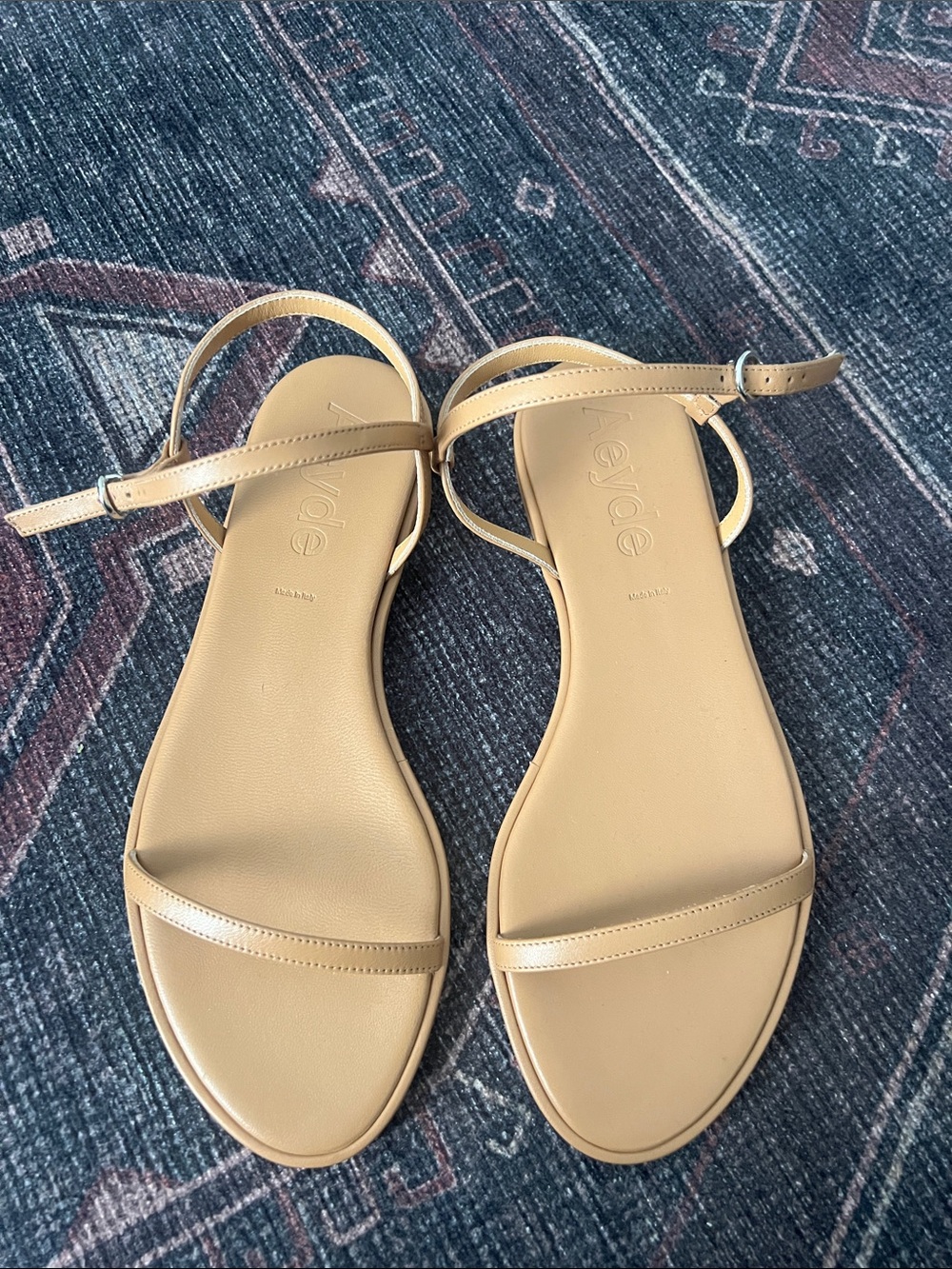Aeyde Beige Strappy Flat Sandals 38.5